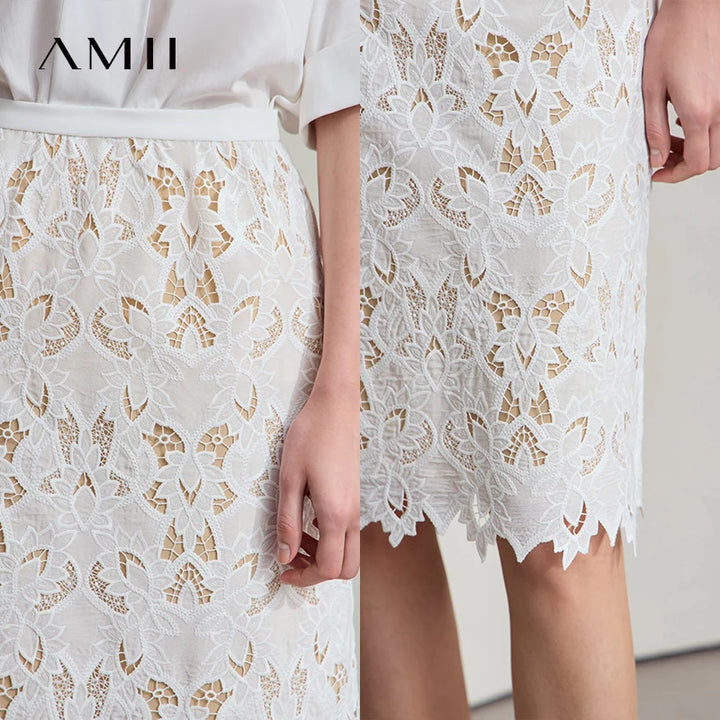 Vestido midi para mujer con encaje bordado floral, manga corta, para oficina y verano
