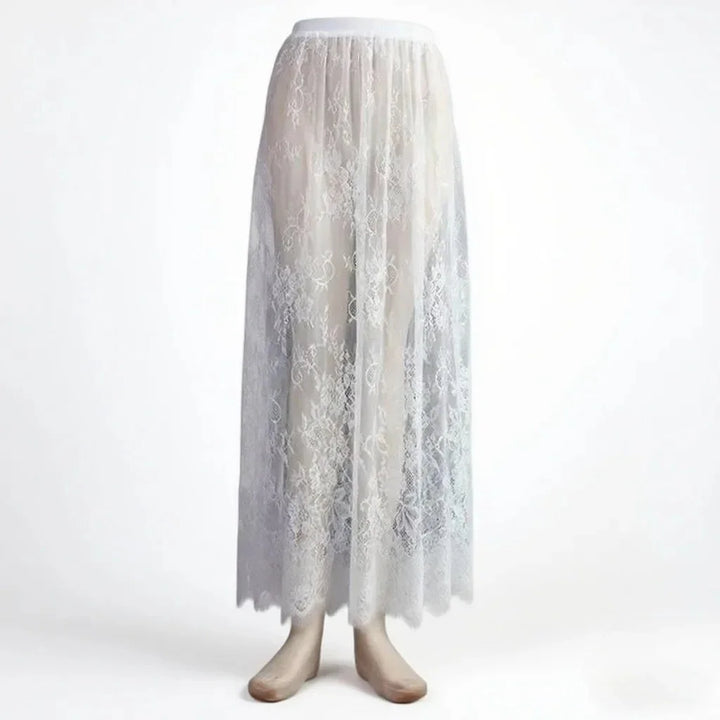 Jupe femme en dentelle, taille haute asymétrique, ourlet irrégulier, style Y2K bohème pour soirée