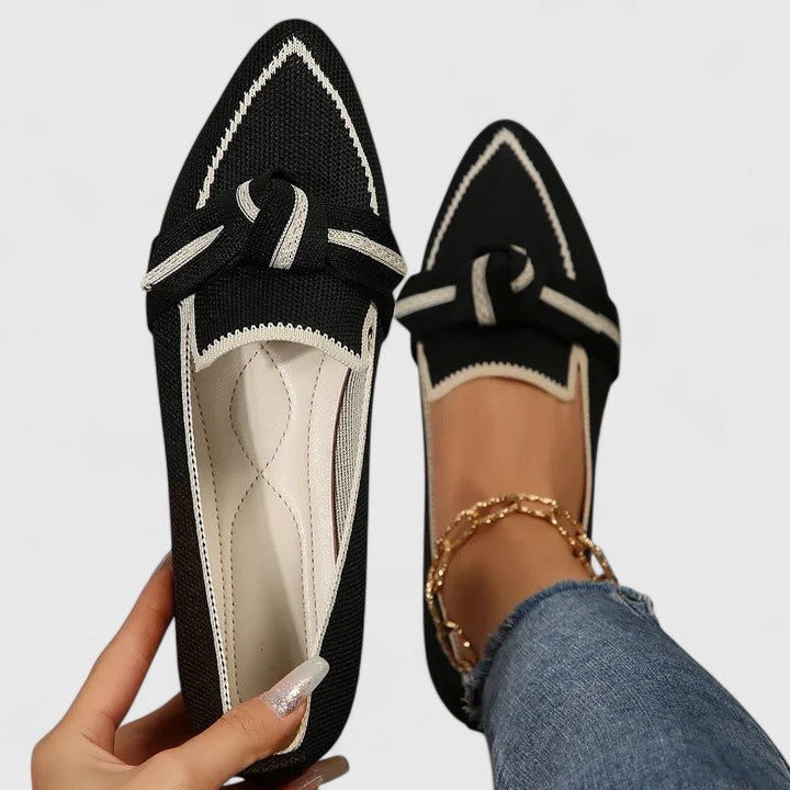 Mocassins pour femmes en maille tricotée, bout pointu, sans lacets, semelle intérieure confortable – Décontracté