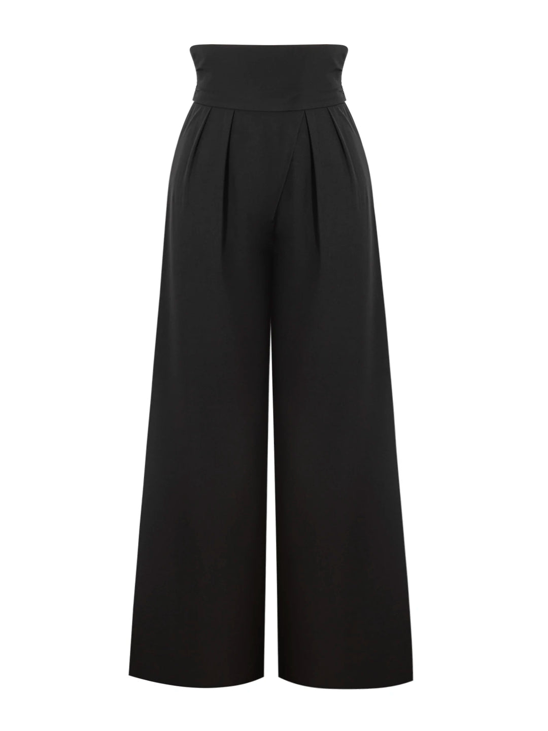 Pantalon femme jambe large taille haute coupe droite décontracté bureau