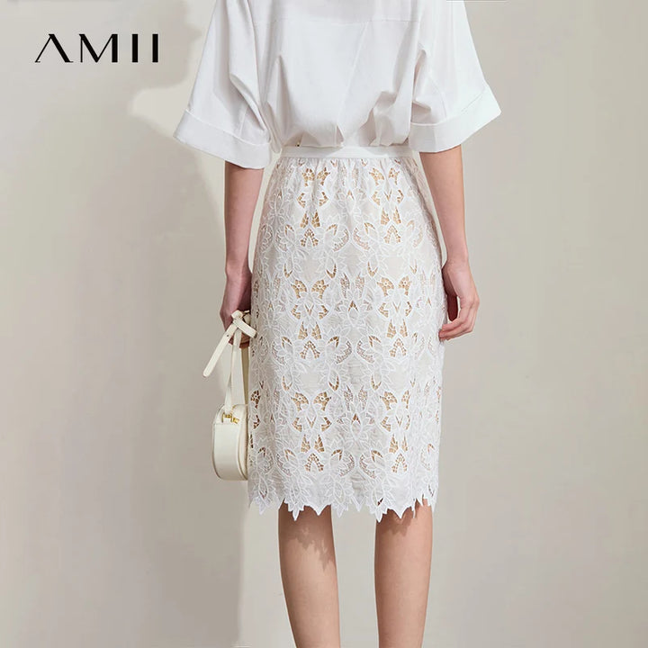 Vestido midi para mujer con encaje bordado floral, manga corta, para oficina y verano