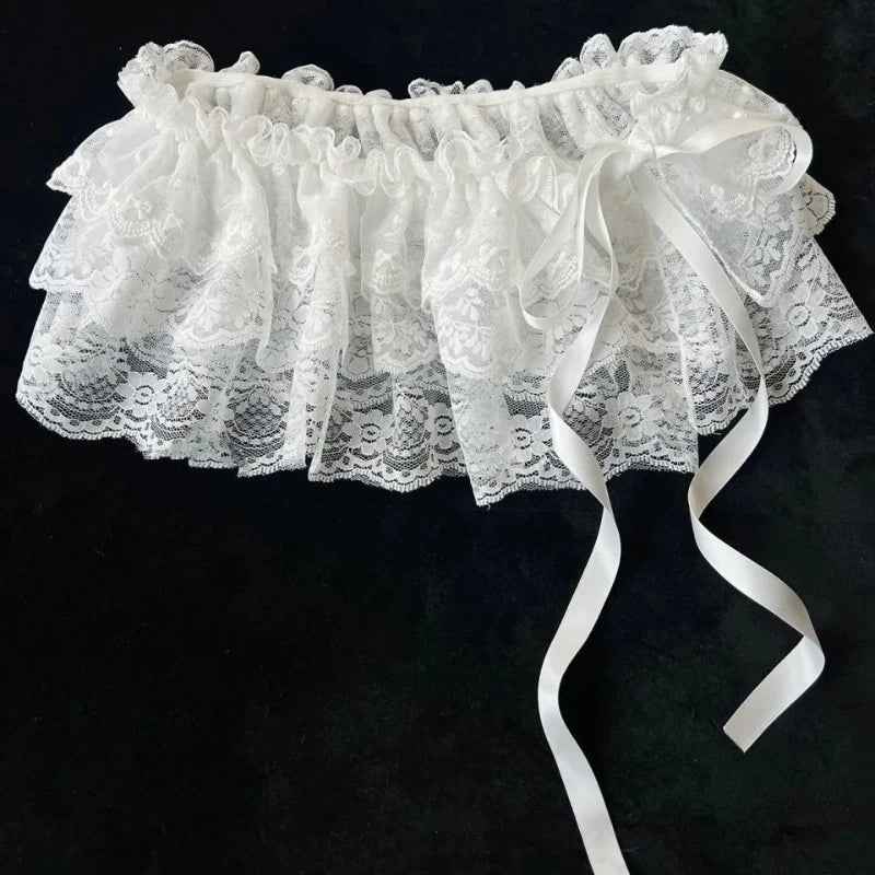 Jupe en dentelle pour femme, maille florale, ourlet irrégulier, superposition transparente à couches, décontractée