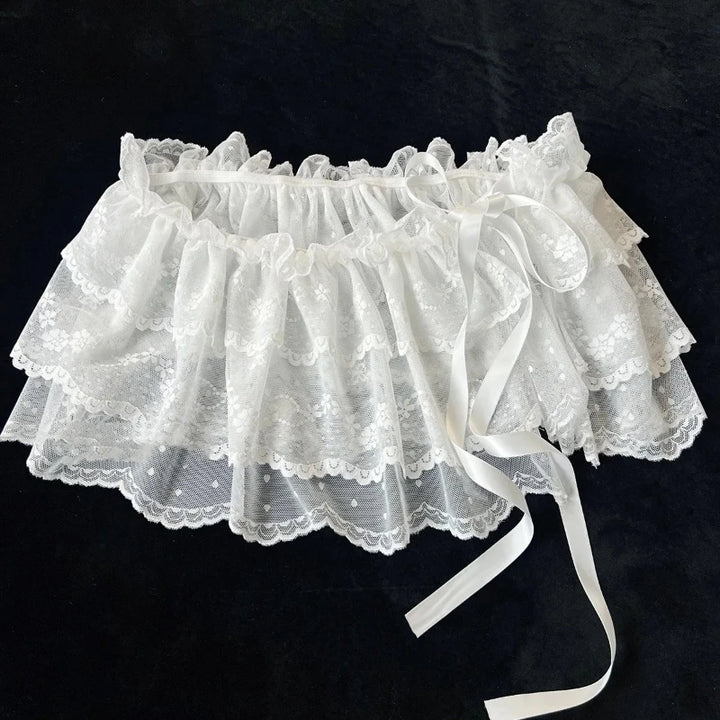 Jupe en dentelle pour femme, maille florale, ourlet irrégulier, superposition transparente à couches, décontractée