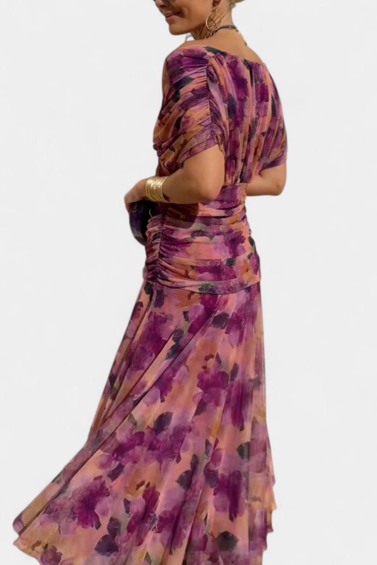 Robe femme à manches longues florale pour cérémonie