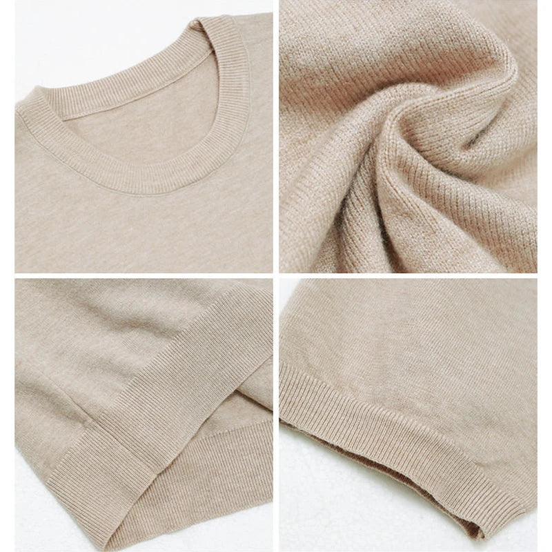 Camiseta de hombre de punto lisa, ajuste slim, manga corta, cuello redondo, casual
