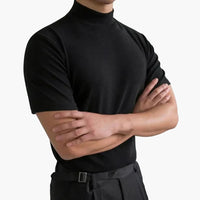 Men's T-Shirt Mock Neck Slim Fit Short Sleeve Casual