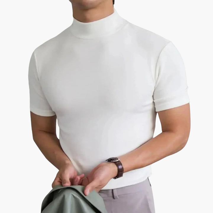 T-shirt homme col montant coupe slim manches courtes décontracté