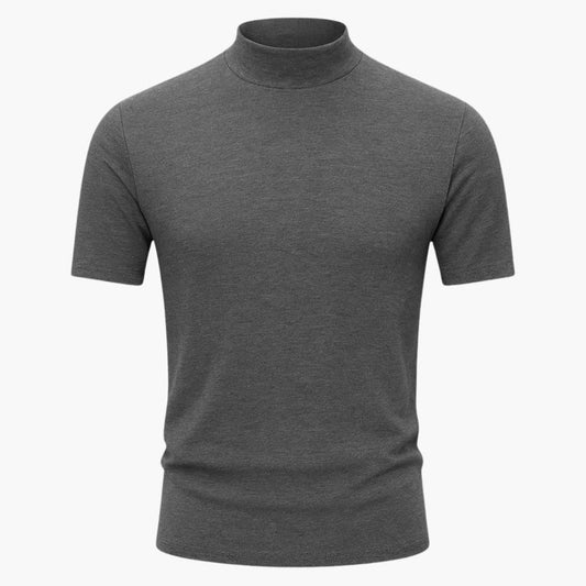 Men's T-Shirt Mock Neck Slim Fit Short Sleeve Casual