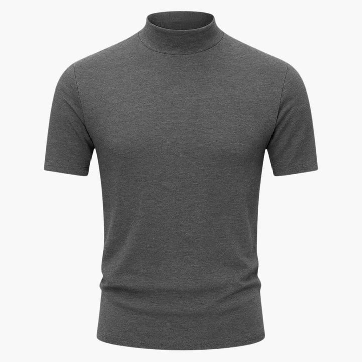 T-shirt homme col montant coupe slim manches courtes décontracté