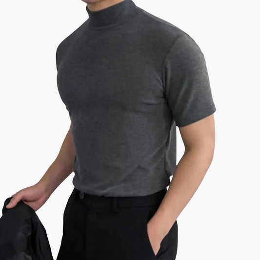 Men's T-Shirt Mock Neck Slim Fit Short Sleeve Casual