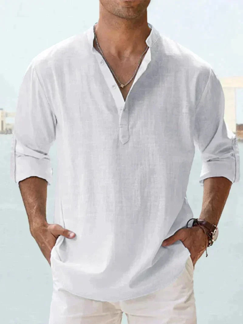 Men's Shirt Linen Sleeveless Button-Up Breathable Casual Beach Wear