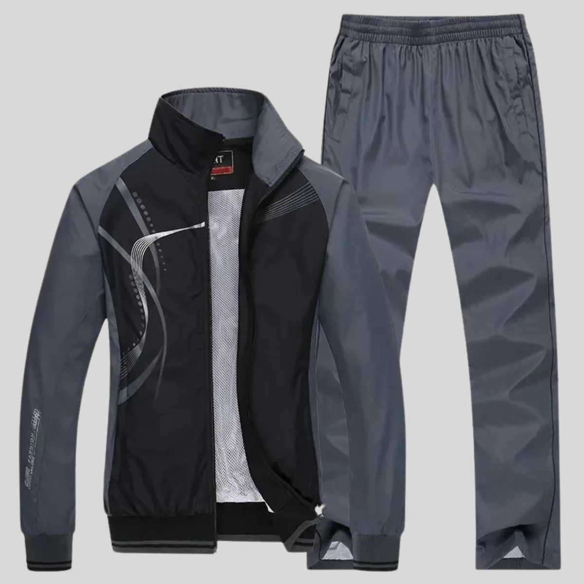 Men's Tracksuit Lightweight Zip Up Jacket Elastic Waist Pants Athletic Set