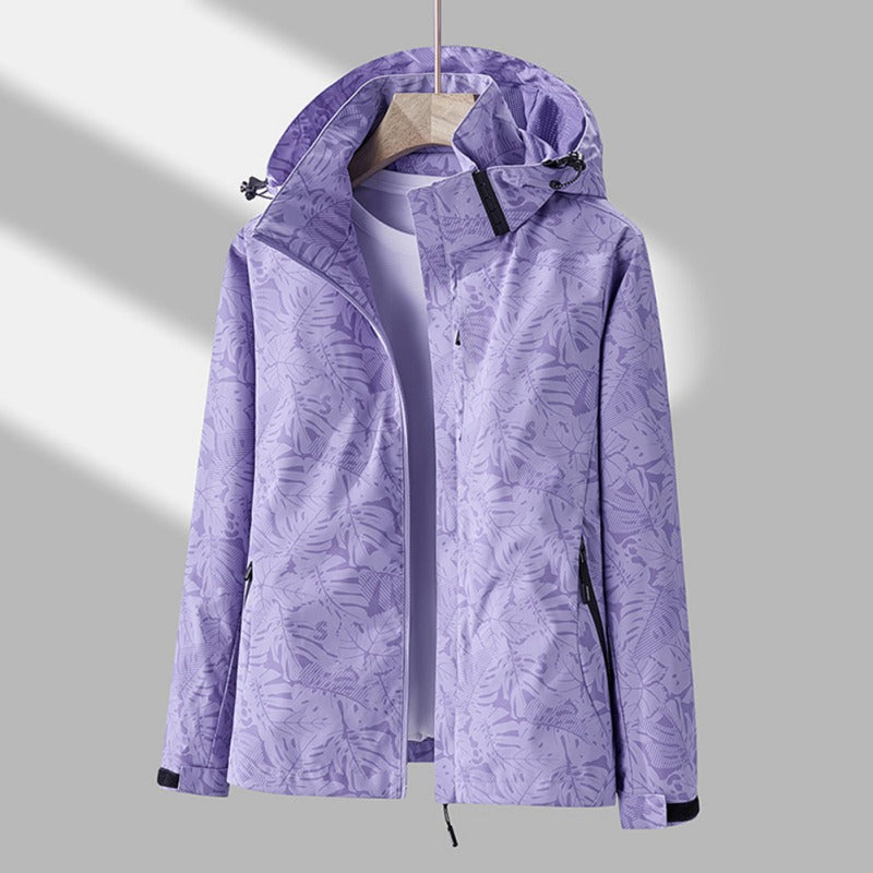 Veste femme imperméable à capuche, manches longues, fermeture éclair, coupe-vent