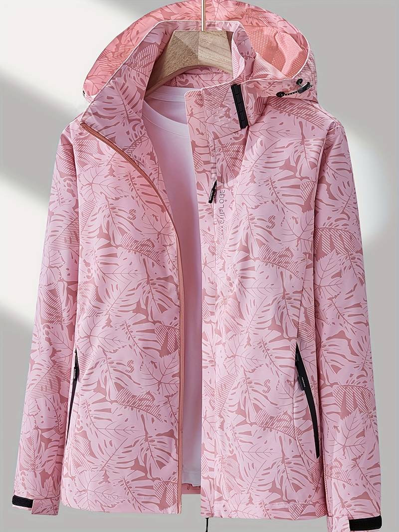 Veste femme imperméable à capuche, manches longues, fermeture éclair, coupe-vent