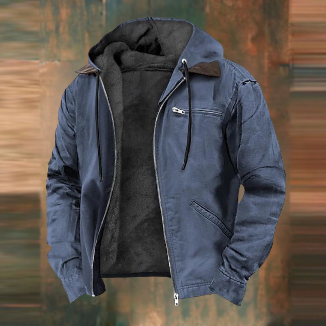 Veste Homme Légère à Capuche avec Fermeture Éclair et Poches – Mi-saison