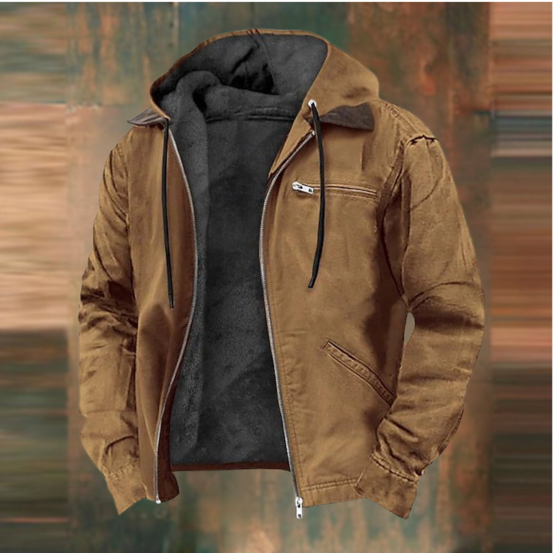 Veste Homme Légère à Capuche avec Fermeture Éclair et Poches – Mi-saison