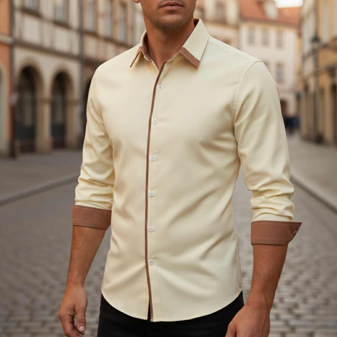 Men's Slim-Fit Short-Sleeve Shirt Polyester | Vestea