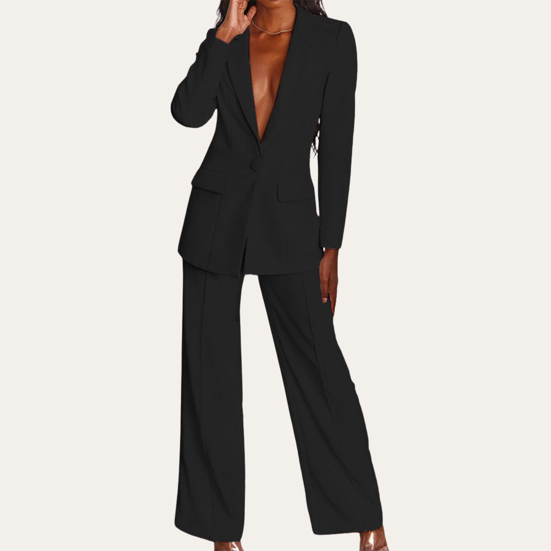 Damen Anzug mit langem Blazer und weiten Hosen | Vestea