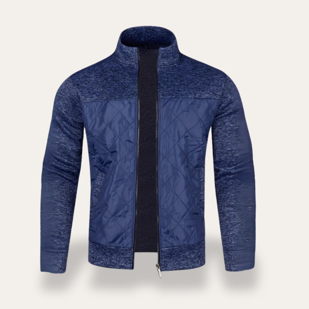 Herren Strickjacke Materialmix Stehkragen Winter | Vestea