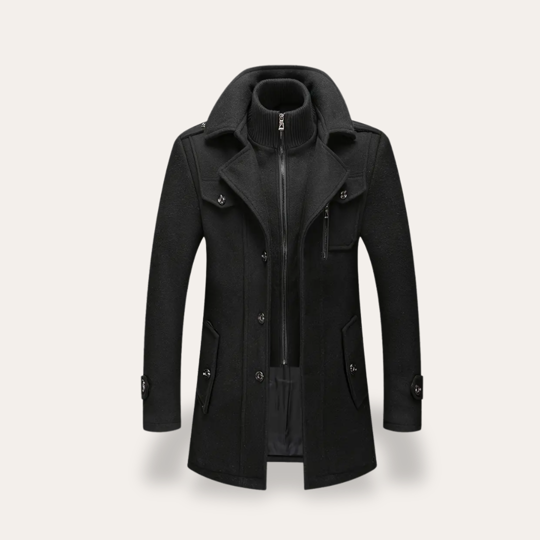 Herren Wollmantel mit Innenjacke Slim Fit | Vestea