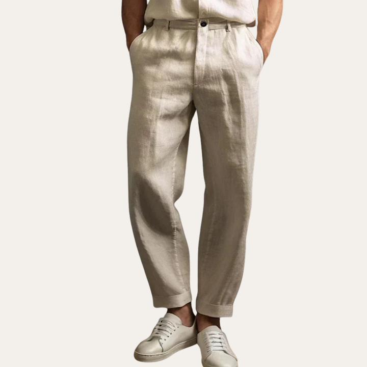 Herren Leinenhose Gerade Passform Freizeit Leichte Sommerhose | Vestea
