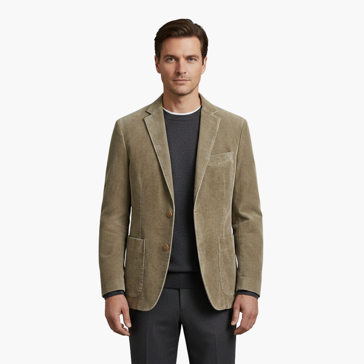 Blazer para hombre con solapa de muesca, cierre de botones, manga larga, formal