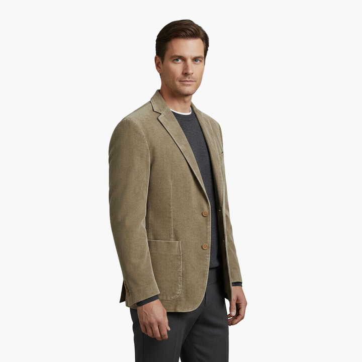 Blazer para hombre con solapa de muesca, cierre de botones, manga larga, formal
