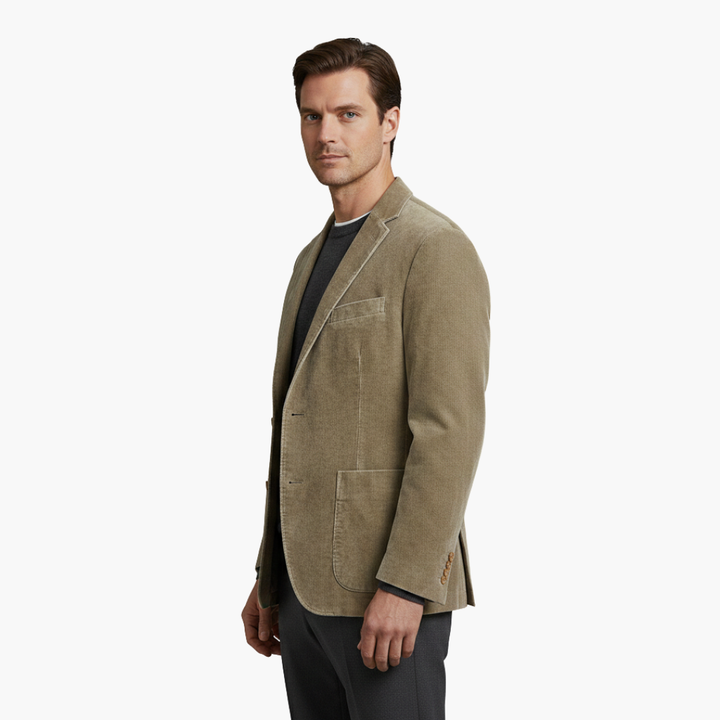 Blazer para hombre con solapa de muesca, cierre de botones, manga larga, formal