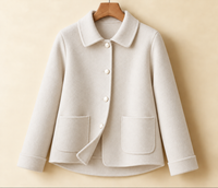 Manteau court en laine pour femme | Col Claudine et bas évasé