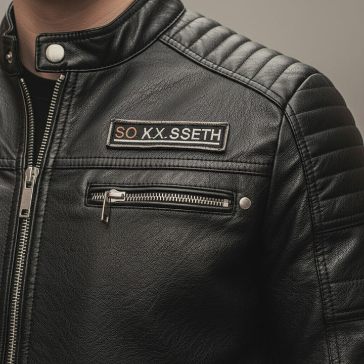 Modische Herren-Lederjacke im Biker-Stil mit Reißverschluss | Vestea
