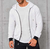 Sudadera de punto masculina con capucha, cremallera y tejido gofrado | Aislante