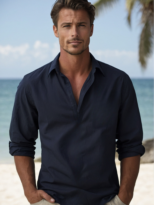 Men's Shirt Linen Sleeveless Button-Up Breathable Casual Beach Wear