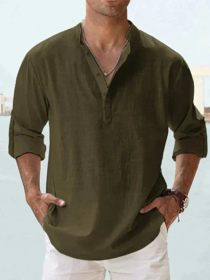 Men's Shirt Linen Sleeveless Button-Up Breathable Casual Beach Wear
