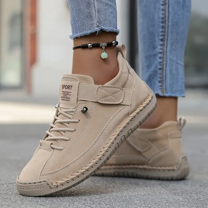 Zapatillas ortopédicas para mujer, sin cordones, ajuste ancho, parte superior de cuero, suela acolchada de EVA, soporte para el arco
