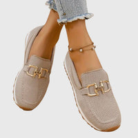 Women's Orthopedic Loafers Slip-On Cushioned Insole Rubber Outsole Metal Detail
