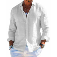 Men's Shirt Linen Button-Up Short Sleeve Regular Fit