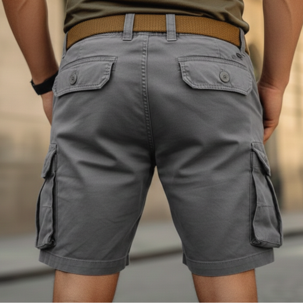 Shorts cargo en coton pour homme avec poches multiples et taille ajustable