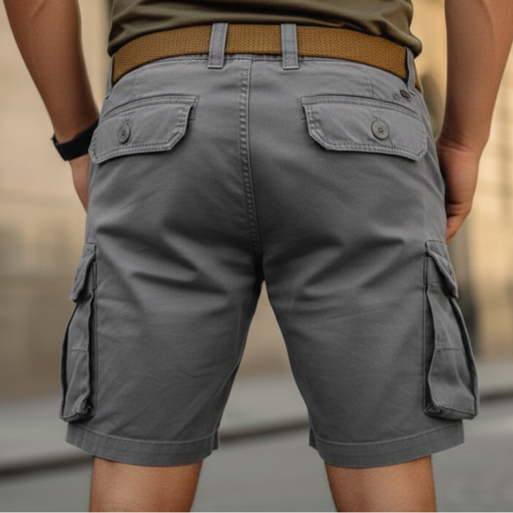 Shorts cargo en coton pour homme avec poches multiples et taille ajustable