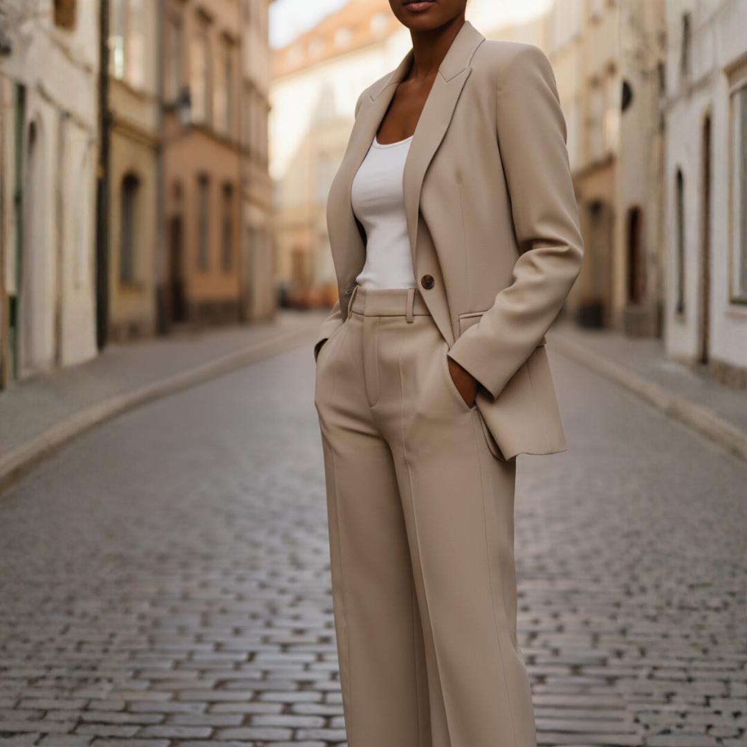 Damen Anzug Blazer mit Palazzo Hose | Vestea
