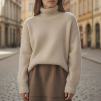 Turtleneck Sweater Knit Oversized Women Winter