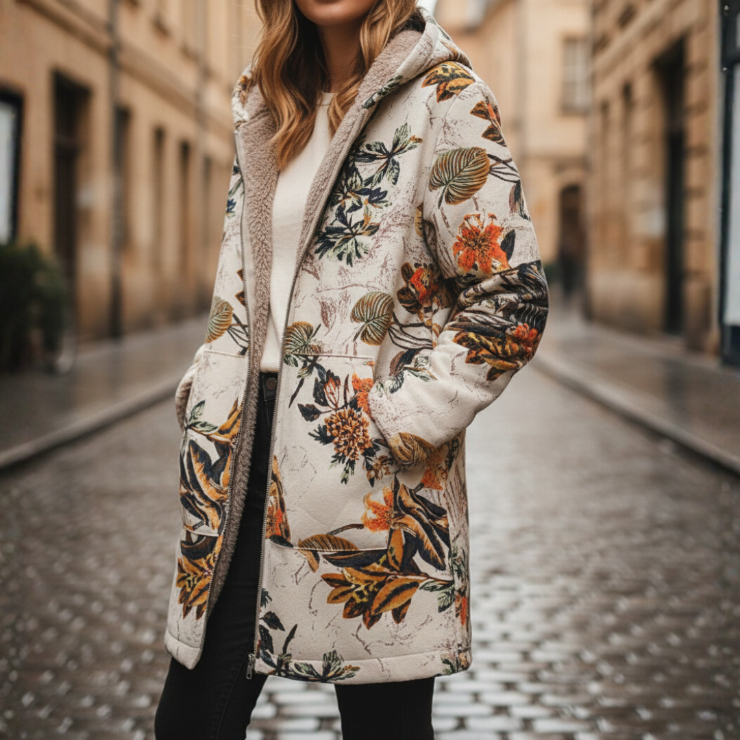 Damen Winterjacke mit Blumenmuster | Vestea