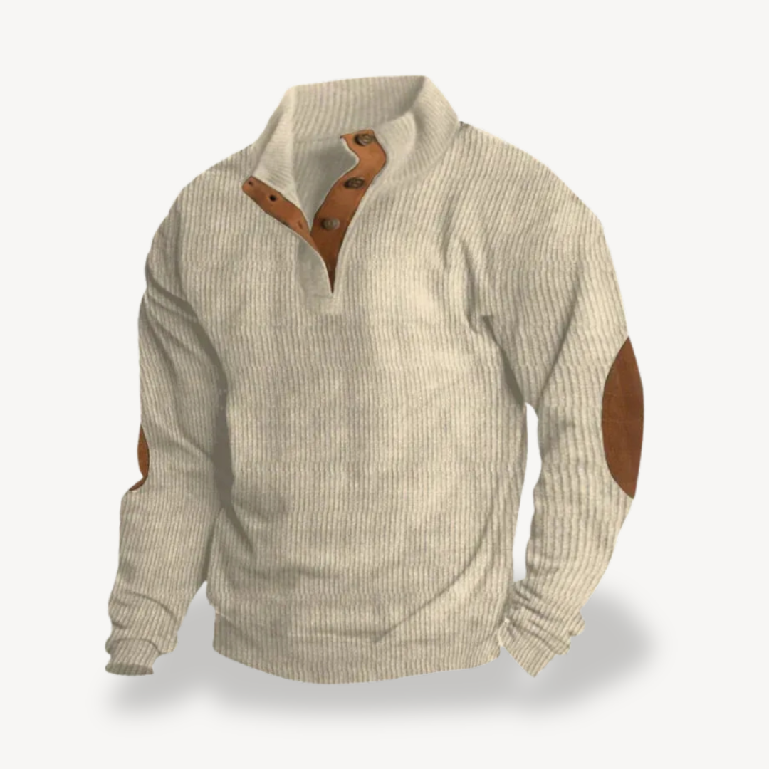 Herren Rippenpullover mit Ellenbogenpatches | Vestea