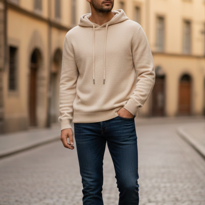 Suéter con capucha tejido para hombre