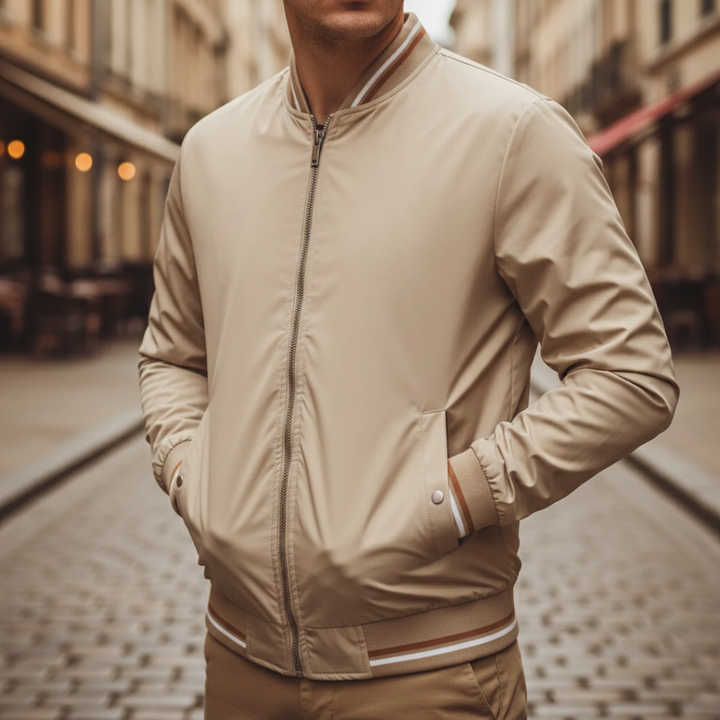 Chaqueta corta con cremallera ligera para hombre