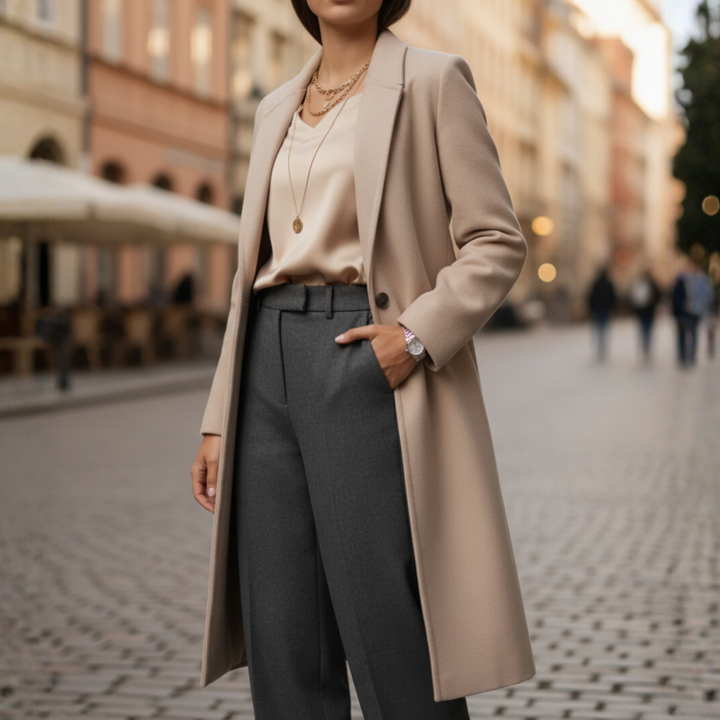 Damen Lange Elegante Jacke aus Stoff | Vestea