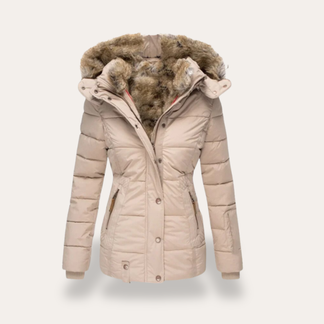 Damen-Steppjacke mit Kapuze und Kunstpelz | Vestea