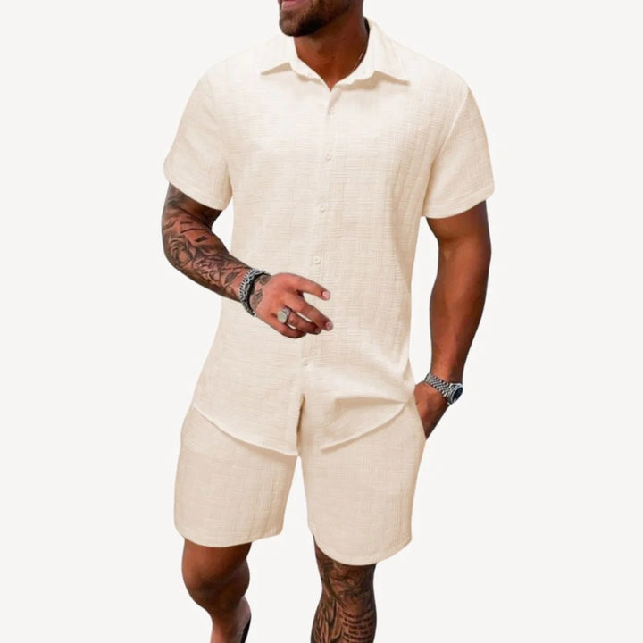 Herren Sommer-Set aus Leinenmischung mit Shorts | Vestea