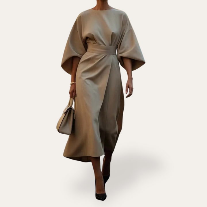 Vestea | Damen Kleid mit weiten Ärmeln aus Leinenmischung