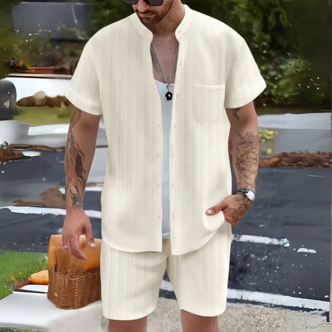 Herren Kurzarm Set aus Leinenmischung | Vestea