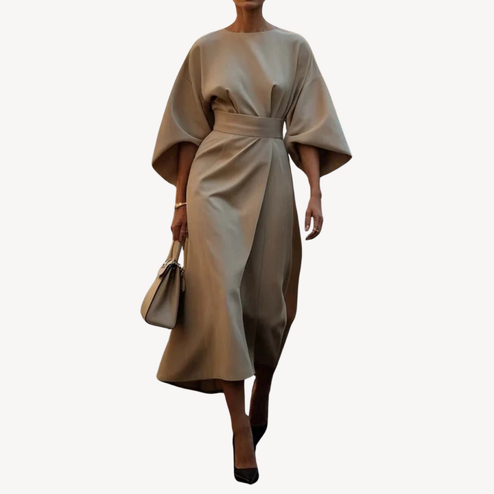 Damen Baumwoll-Midikleid mit Gürtel | Vestea